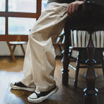 Maden Vintage 11.2oz White Cottonseed Hull Jeans Casual Loose Fit Straight Trousers for Men's Spring and Fall Chino Cargo Pants