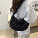 Fashion Winter Soft Pleated Plaid Shoulder Bags For Women, Casual Handbags Versatile Crossbody Bags For Daily Used