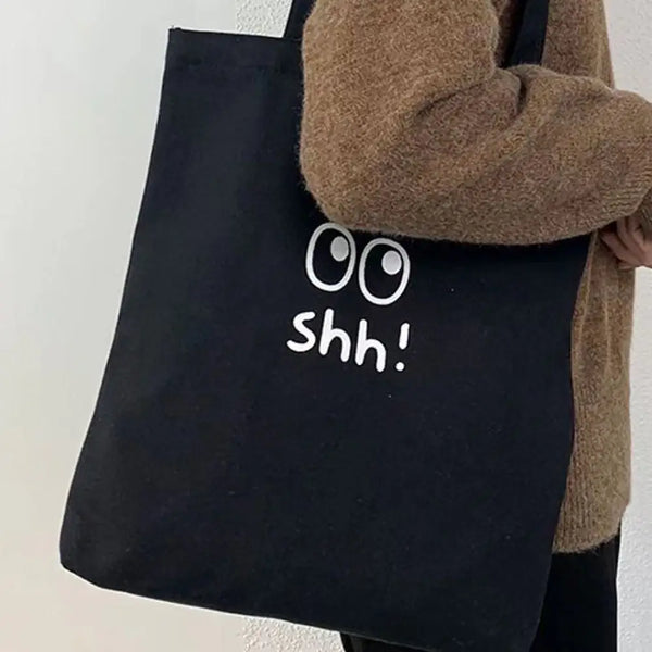 Simple Shopping Bag Canvas Handbag Simple Letter Printed Large Capacity Shoulder Bag Shopping Bag Student Underarm Bag