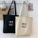Simple Shopping Bag Canvas Handbag Simple Letter Printed Large Capacity Shoulder Bag Shopping Bag Student Underarm Bag