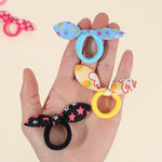 30Pcs Bunny Ears Elastic Hair Bands Cute Dot Flower Print Hair Tie For Baby Girls Random Color Mix Rope Kid Headwear Accessories