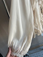 ETJ Spring 2025 New traf Women's Fashion Translucent fabric beaded rivets decorated V-neck lace ruffled romantic shirt