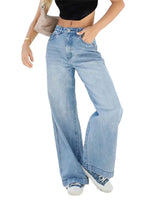 Women Jeans High Waist Wide Leg Pants with Pockets Fashion Casual Long Trousers