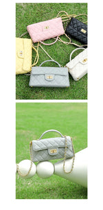 Design Luxury Women's Bag 2025 New Handbag, Quilted Chain Leather Shoulder Bag, Mini Square Bag, Top Handle Bag