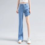 Lyocell Flared Jeans Woman High Waist Slim Stretch Denim Women Tight Pant Korean Street Style Casual Trousers Plus Length