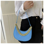 Fashion Women Felt Handbags Imitation Metal Chain Underarm Bag Retro Ladies Solid Color Shoulder Bag Trendy Casual Clutch Purse