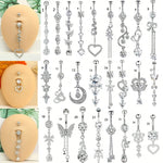 1pc Long Dangle Belly Button Rings Stainless Steel Crystal Navel Rings Belly Piercings Nombril Ombligo Women Men Body Jewelry