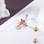 AOEDEJ 14G 1PC Shell Belly Piercing Ring Crystal Starfish Navel Ring Pearl Body Piercing Jewelry Summer Women Shell Belly Ring