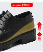 New Luxury Men's Brogues Leather Elevator Shoes Man Height Increase Insole 8cm/10cm Black Formal Business Wedding Work Men Shoes