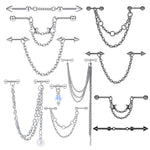 Fashion Stainless Steel Industrial Piercing Long Rod Chain Star Tragus Earrings Jewelry