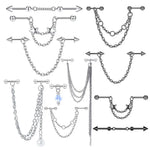 Fashion Stainless Steel Industrial Piercing Long Rod Chain Star Tragus Earrings Jewelry