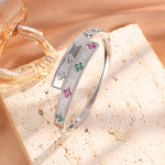 ZAKOL Luxury Full Shiny CZ Four-leaf Flower Designd Open Bracelet for Women Premium Wedding Party Jewelry Birthday Gift