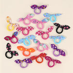 30Pcs Bunny Ears Elastic Hair Bands Cute Dot Flower Print Hair Tie For Baby Girls Random Color Mix Rope Kid Headwear Accessories