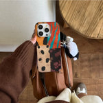 New retro four-color leopard pattern stitching phone case for IPhone 16 16pro 16promax 15 15promax 14 14pro 13 13pro 12 12pro