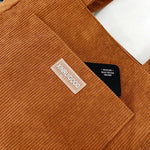 Large Capacity Shoulder Bag Trendy Corduroy Tote Bag Solid Color Ladies Handbag With Front Pocket