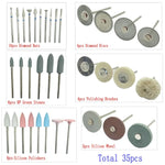 35pcs/Set Dental HP Kit for Grinding or Polish Ceramic/Porcelain Applied to Laborary DIY Hobbies Diamond Burs Brush Dentist Tool