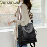 Brand Luxury Backpacks Soft Leather Waterproof Bagpack Preppy Style Young Student Bags Multifunction Mochilas Feminina Sac A Dos