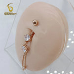 6-16mm Length Barbell Belly Button Rings Micro Inlaid CZ Zircon Crown Pendant Navel Bar Piercing Anti Allergic Women's Jewelry