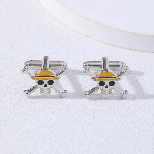 Personality Mens Skull Enamel Cufflinks Crossbones Wearing Hat Sleeve Button For Shirt Suit Tuxedo Blouse