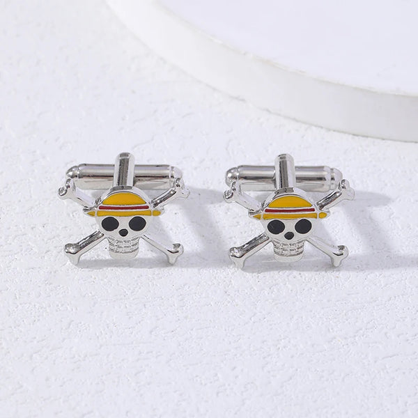 Personality Mens Skull Enamel Cufflinks Crossbones Wearing Hat Sleeve Button For Shirt Suit Tuxedo Blouse