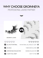 GROINNEYA Cat Eye Lashes Faux Mink Eyelashes  Fake Lashes Natural Look Wispy Winged End Eye Elongated Eyelashes