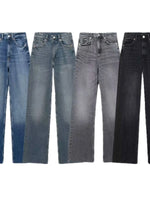 Spring 2024 Women's High Waist Wide Leg Jeans Slimming Versatile Long Pants Straight Cut Denim Trousers for Ladies