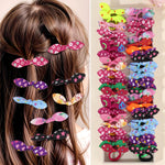 30Pcs Bunny Ears Elastic Hair Bands Cute Dot Flower Print Hair Tie For Baby Girls Random Color Mix Rope Kid Headwear Accessories