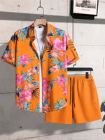 2025 Men's Short-sleeved Shirt Set Luxurious Retro Pattern Print Casual Fashion Daily Summer Vacation