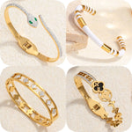 Classic stainless steel zircon enamel women's bracelet, high quality waterproof metal bracelet, wedding party jewelry