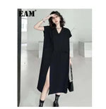 EAM Women Irregular Drawstring Big Size White Blouse New Stand Collar Long Sleeve Shirt Fashion Tide Spring Autumn 2025 1Z189