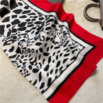 Fashionable 70*70cm Leopard Print Scarf For Women Spring/summer Soft Satin Borders Square Bandana Sun Protection Shawls
