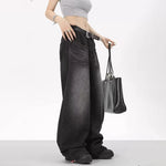 Oversized Retro Black Jeans Wide Leg Pants For Women Chic Y2K Low Waist Baggy Jeans Trouser Mens Barrel Jeans Streetwear