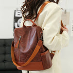 College Women Backpack Designer Soft Leather Vintage Packbag Female Travel Back Pack School Bags for Teenage Girls Shoulder Bag