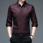 New Men's Casual Printed Long Sleeved Lapel Shirt for Spring and Autumn Fashion Comfortable Wrinkle Free Top Without Ironing