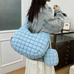 G5AE Womens Quilted Puffer Shoulder Bag Large Capacity Lightweight Handbag with Purse