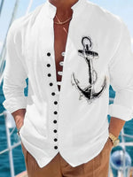 New linen shirt men's button fashion trend pattern slim fit, comfortable and soft brand new retro top