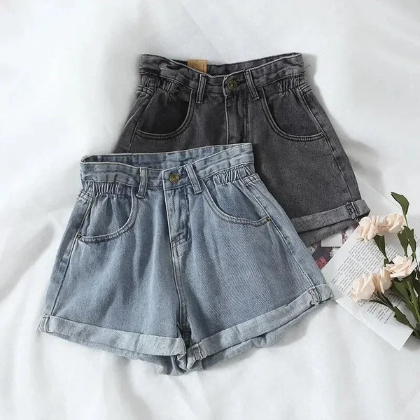 PTKPCC New Summer Korean Retro High-waist Loose  Jeans Shorts Women Versatile Edge Casual Hot Pants Women Clothing Jeans PTKPCC