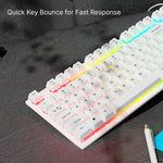 EWEADN Silent Wired Gaming Keyboard, 104-Key Full Size Rainbow LED Backlit, Quiet Typing, Plug & Play, Durable & Lightweight, Ideal for Gamers and Typists, Windows PC Laptop Office Home Use, White, Office Keyboard | Rainbow B