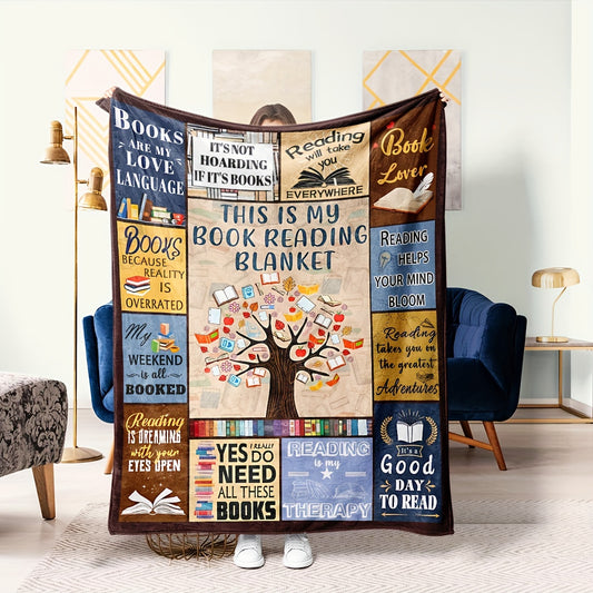 1pc Book Printed Blanket Bookworm, Book Manager, Gift Blanket For Reading Lovers, Home Casual Throw Blanket, Soft Warm Couch Blanket, Bed, Office Lunch Break Blanket, Multi-purpose Blanket For Camping Travel