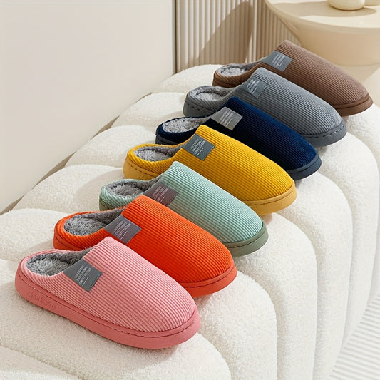 [Soft Plush House Shoes] Plush Women's & Unisex Slip-On Slippers | Non-Slip Rubber Sole, Winter Warm Indoor House Shoes, Soft Cushioned Footbed | Multi-Color (Pink, Blue, Grey, Brown, Green, Yellow, Orange) for Home, Postpart