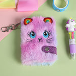 Cute Cartoon Plush Journal Hand Account Book, Cute Cat Children's Writing Book, School Bag Pendant Holiday Gift Book