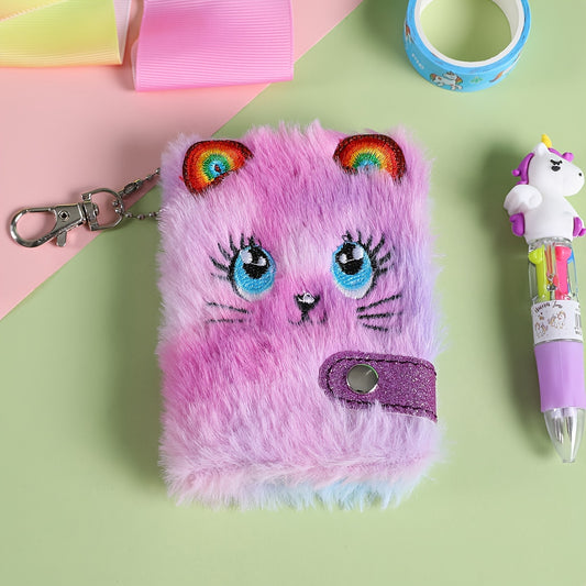 Cute Cartoon Plush Journal Hand Account Book, Cute Cat Children's Writing Book, School Bag Pendant Holiday Gift Book
