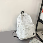 Reflective Graffiti-Style Large Capacity Backpack - Durable Nylon, Casual College & High School Bag with Laptop Compartment, Hand-Washable, Black with White & Gray Graphics, Backpack for School