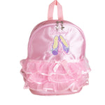 Chic Magenta Ballet Dance Backpack with Embroidered Shoes & Bow Detail - Lightweight, Foldable Nylon School Bag with Adjustable Straps, Zip Closure, and Laptop Compartment
