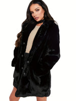 Winter Warm Plush Loose Coat, Casual Long Sleeve Fashion Teddy Outerwear, Women's Clothing