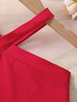 2pcs Toddler Girls Crisscross Halter Top & Heart Graphic Layered Hem Skirt Set Kids Summer Clothes