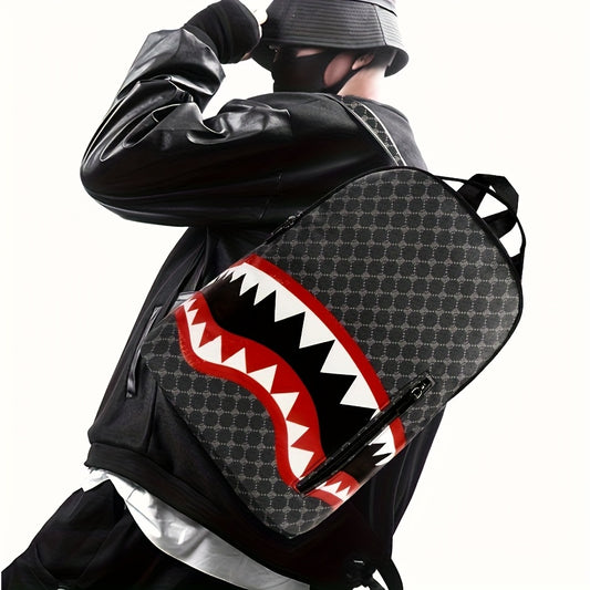 Stylish Large Mouth Shark Backpack Versatile Business Backpack Large Capacity College Backpack Portable Travel Bag for Work and School, Unisex School Bag with Random Print